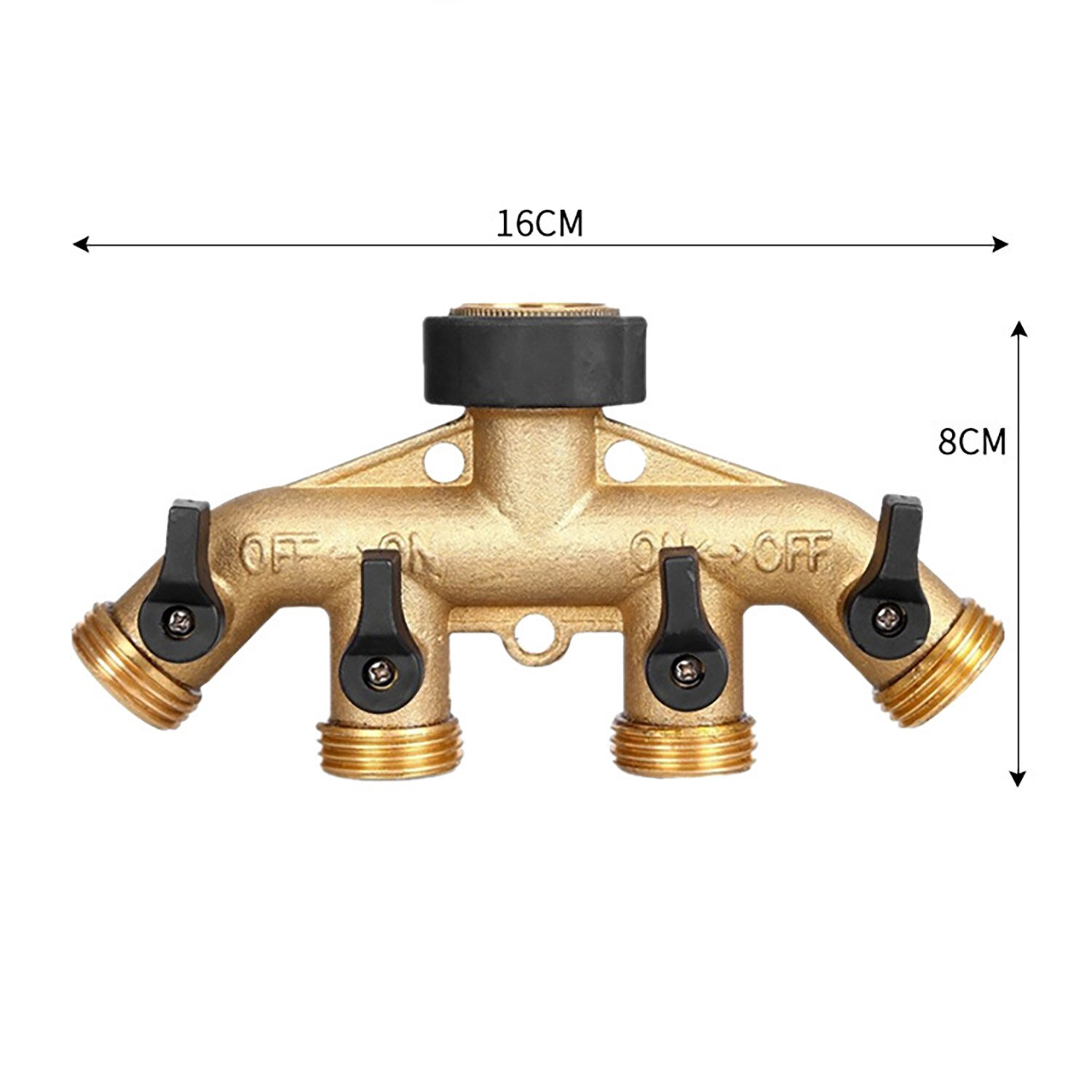 4-ходовой сплиттер соединитель для садового шланга 3/4 дюйма медный - фотография № 7