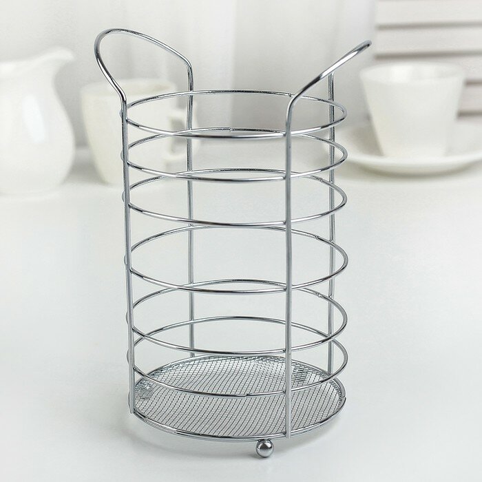 фото Сушилка для столовых приборов Доляна, 10×10×18 см, цвет хром