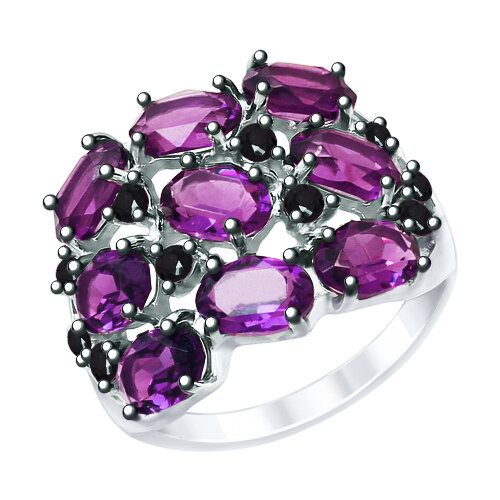 Серебряное кольцо Diamant online 154920 с фианитом и кристаллом Swarovski