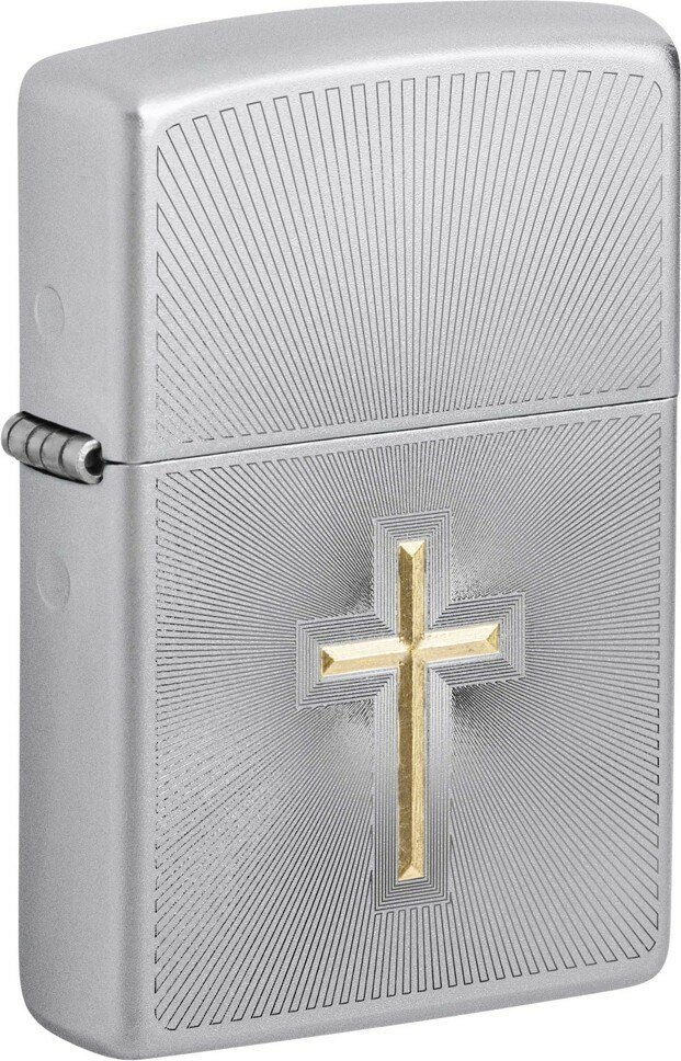 Зажигалка ZIPPO Cross Design с покрытием Satin Chrome латунь/сталь серебристая 38x13x57 мм