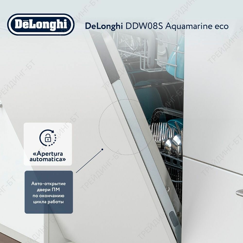 Посудомоечная машина DeLonghi DDW08S Aquamarine eco, 10 комплектов, 7 программ - фото №5