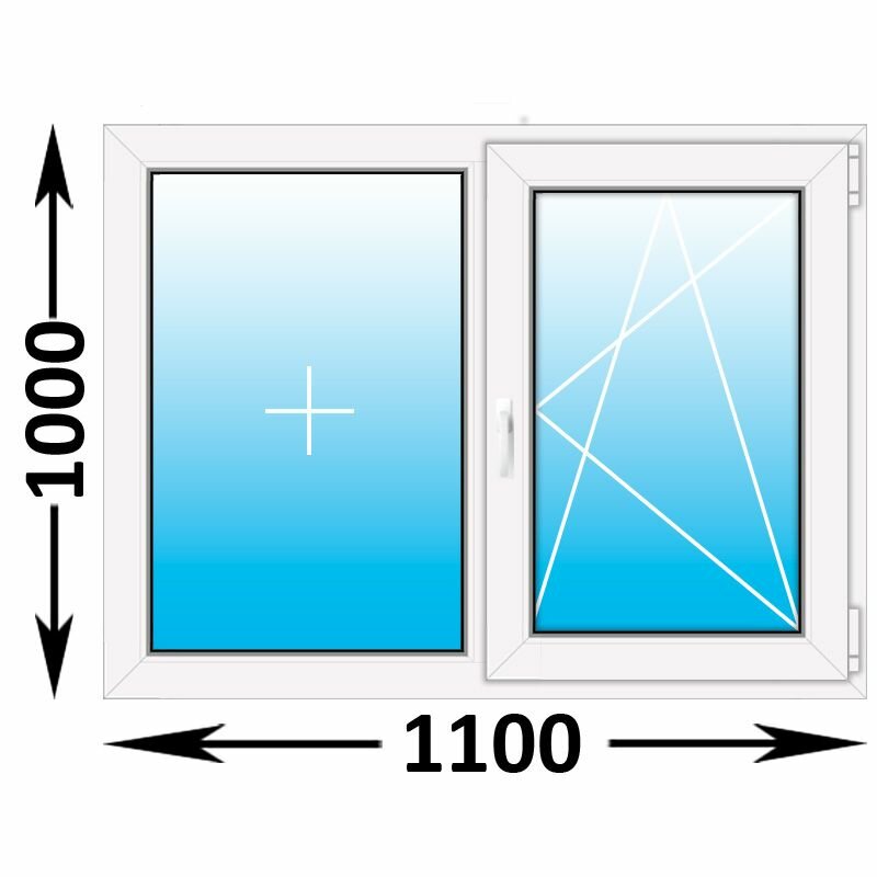 Пластиковое окно Veka WHS двухстворчатое 1100x1000 (ширина Х высота) (1100Х1000)