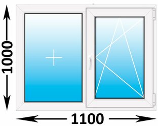 Пластиковое окно Veka WHS 60 двухстворчатое 1100x1000 (ширина Х высота) (1100Х1000)