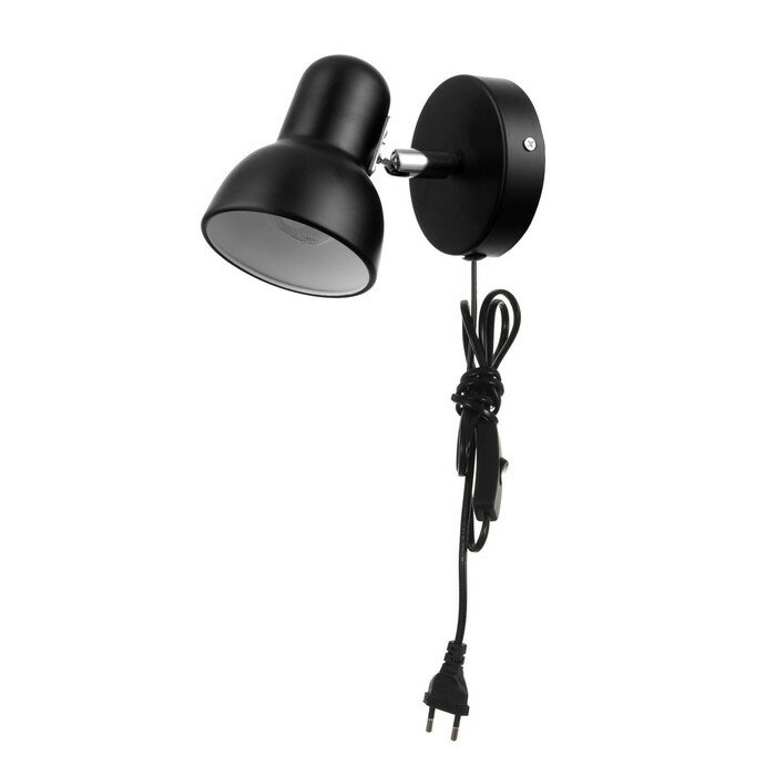 фото Бра с проводом "Севантос" Е27 40Вт черный 9х9х14 см