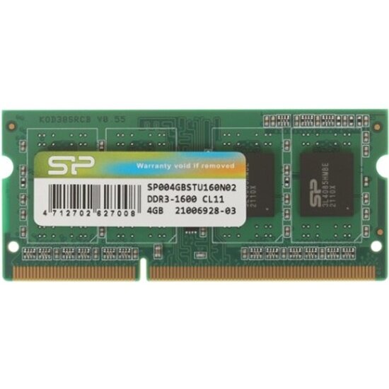 Оперативная память SILICON POWER SO-DIMM 4GB SP004GBSTU160N02 DDR3-1600 CL11 (SP004GBSTU160N02)