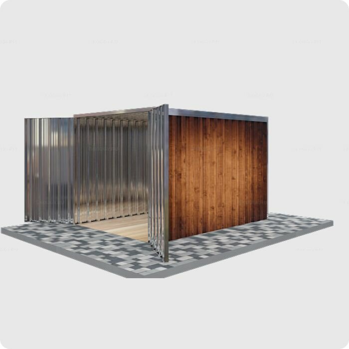 Хозблок металлический SKOGGY 3м, с плоской крышей, торцевой дверью и полом - фотография № 3
