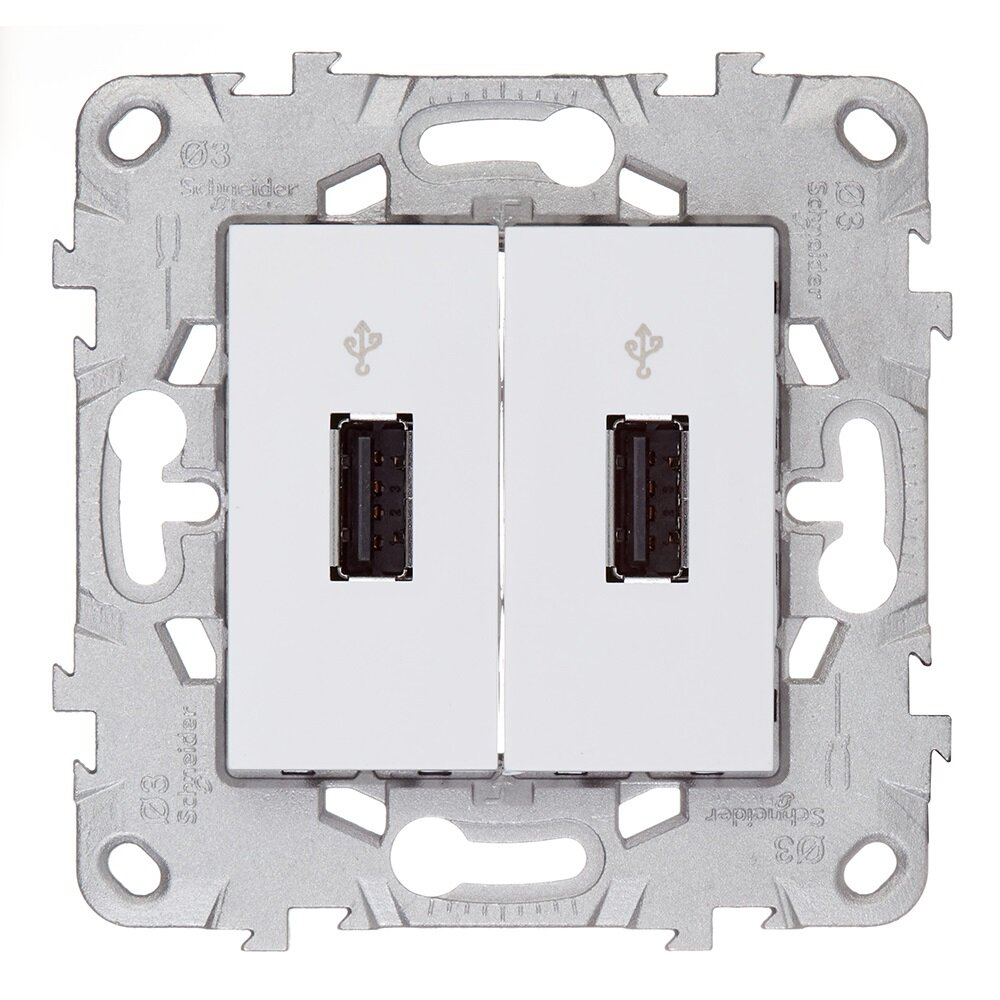 Розетка USB Schneider Electric Unica NEW NU542718 скрытая установка белая два информационных модуля