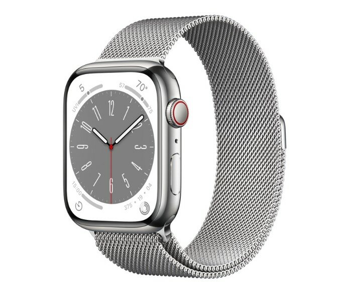 Apple Watch Series 8 45mm Silver Stainless Steel Case with Silver Milanese Loop