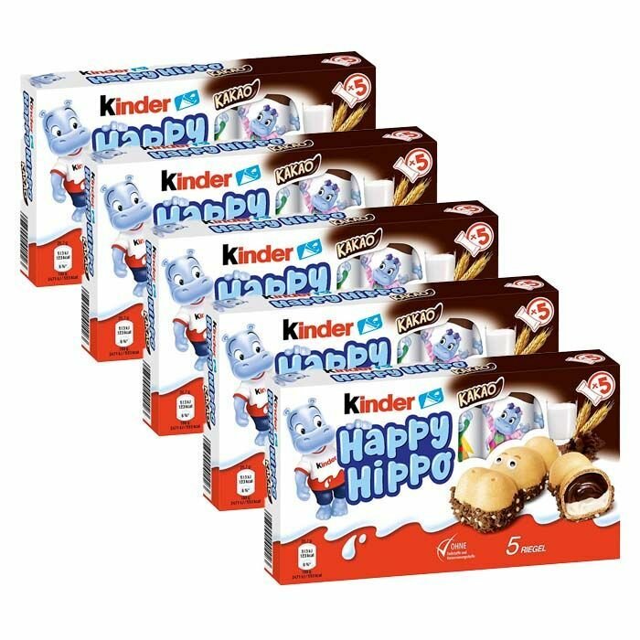 Шоколадно-молочное печенье Kinder Happy Hippo Cacao со вкусом какао (Германия), 104 г (5 шт) - фотография № 1