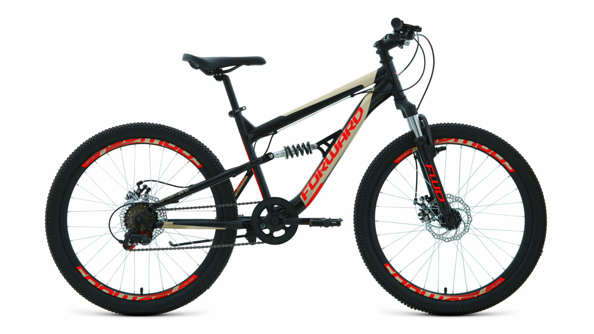 Велосипед 24 FORWARD RAPTOR 2.0 (DISK) (6-ск.) 2022 (рама 15) черный/красный