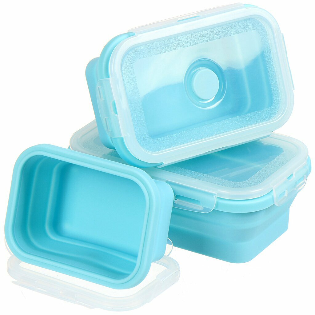 Контейнер пищевой пластик, 0.35 л, голубой, складной, Y4-6486 - фотография № 7