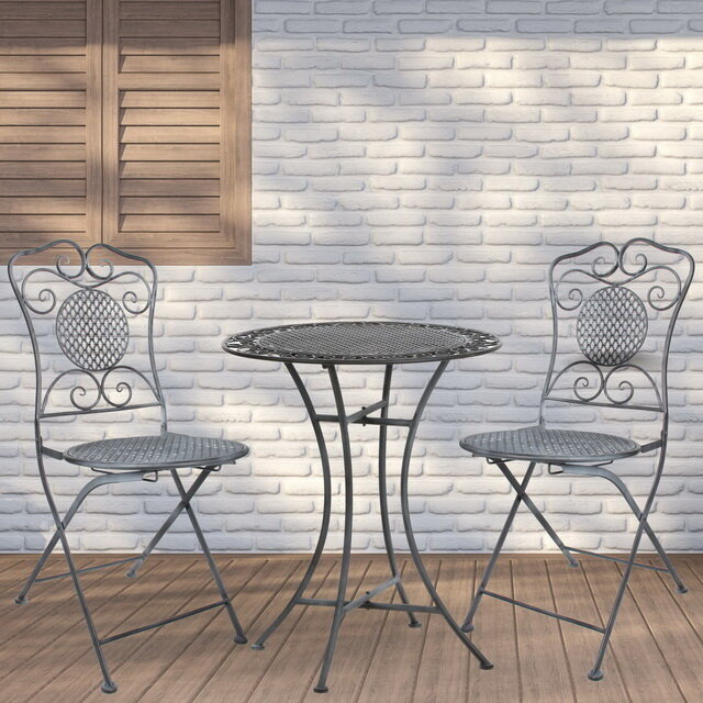 Edelman Комплект садовой мебели Ферарра: 1 стол + 2 стула серый *