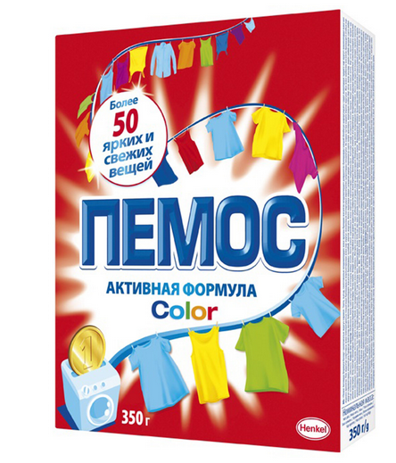 фото Стиральный порошок-автомат 350 г, пемос Color "Активная формула", 2480154