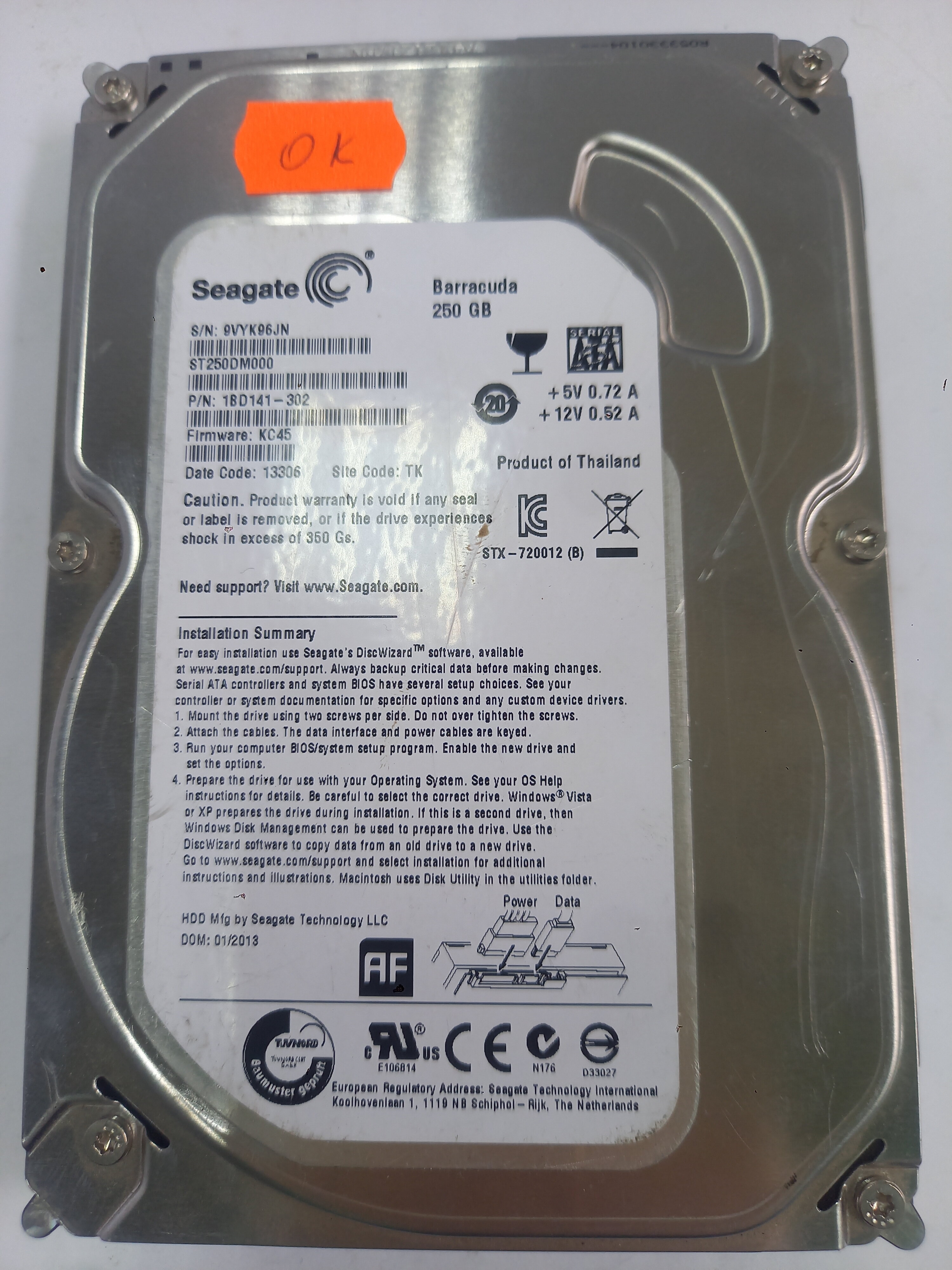 Жёсткий диск HDD 250 Gb SATA 6Gb/s Seagate Barracuda 7200.12 3.5" 7200rpm 16Mb