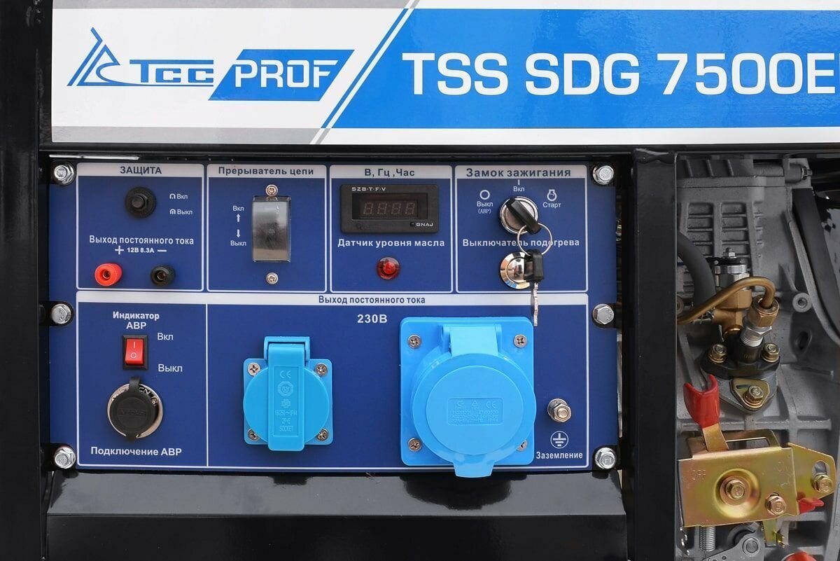 Дизельный генератор TSS SDG 7500EHA (7,5 кВт / 220В) с электростартером и разъемом под АВР - фотография № 4