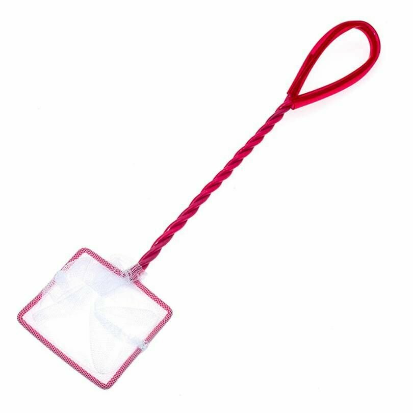 фото Сачок для аквариума, Тритон, белый с красной ручкой, 8 см, 1 шт.