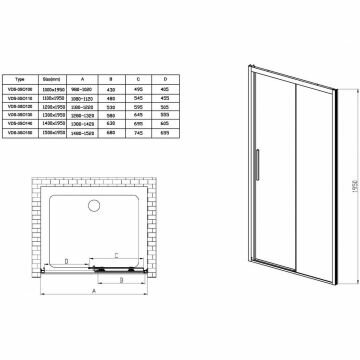 Душевая дверь Vincea Soft VDS-3SO120CLB 120х195 черный стекло прозрачное - фотография № 2