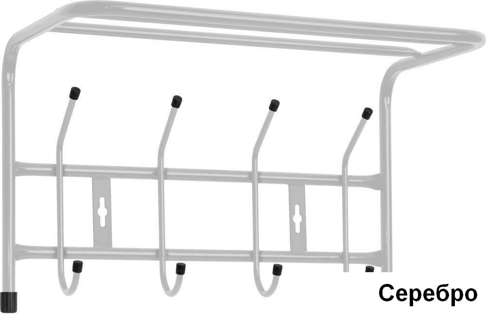Вешалка настенная с полкой Ника 400х270х240 мм, 4 крючка - фотография № 2