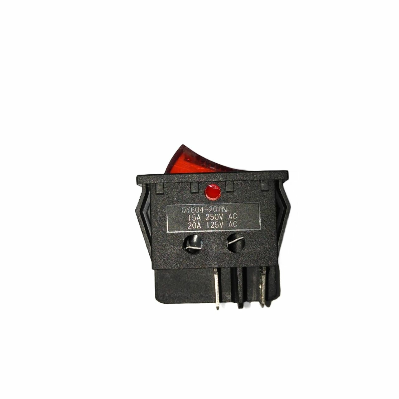 Выключатель, кнопка-переключатель, тумблер прямоугольный KCD4-201N-C3-R/4P (QY604-201N), 250V 15A - фотография № 2