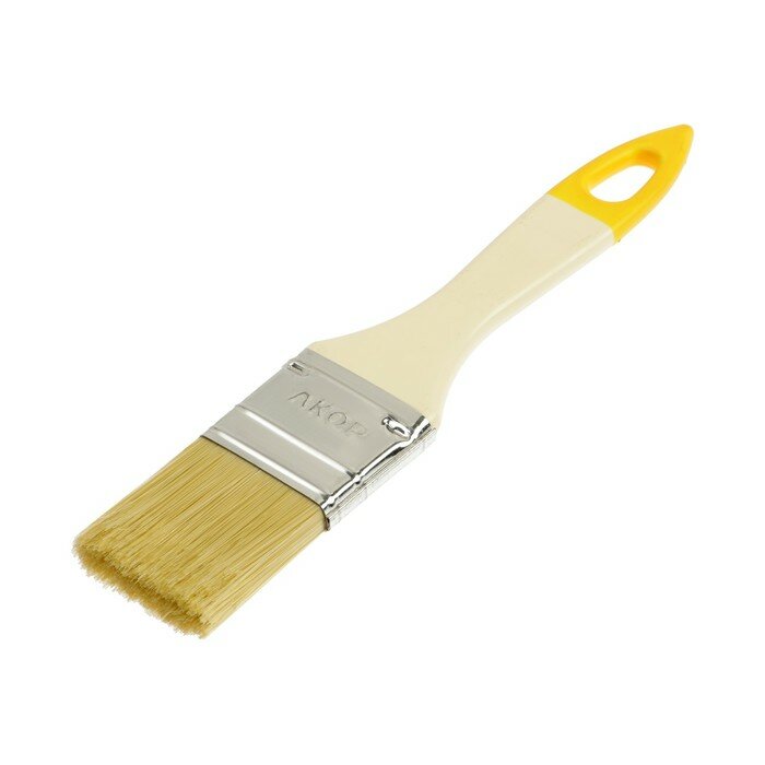 фото Кисть плоская "акор" Столичная, искусственная щетина, пластиковая рукоятка, 35х8 мм