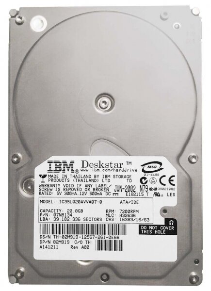 Жесткий диск IBM IC35L020AVVA07-0 20Gb IDE 3.5" HDD