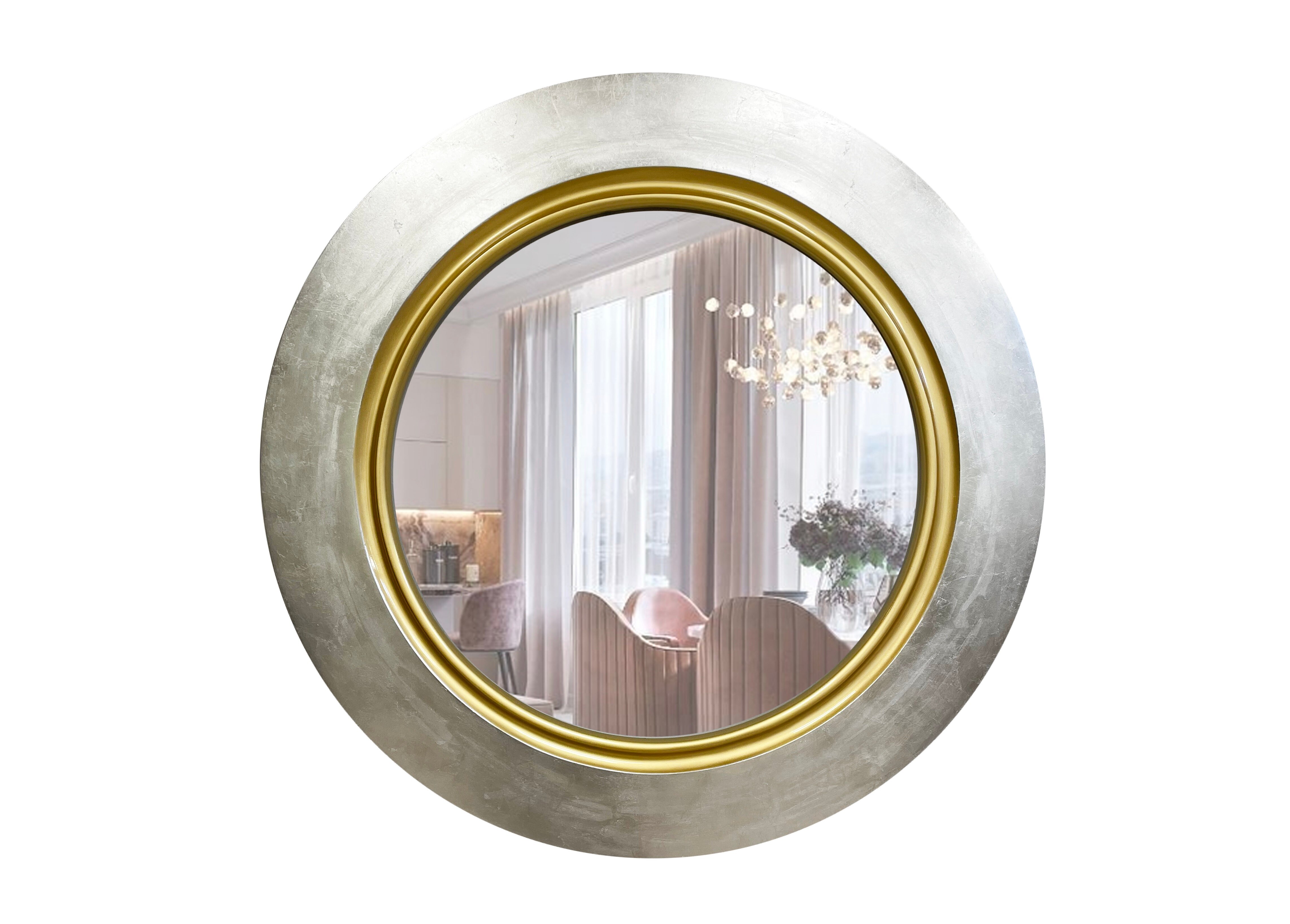 Зеркало Elegant, круглое, Д 75 см, серебро + золото - фотография № 1