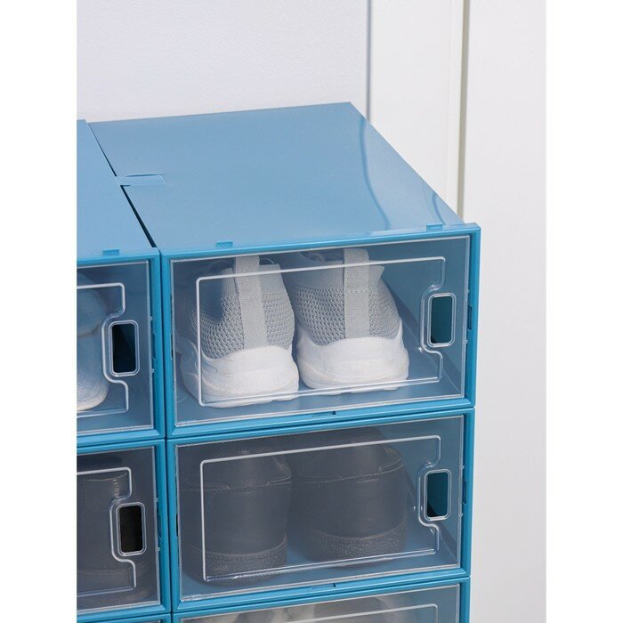 Короб для хранения обуви, 33×23×13,5 см, по 1 шт, цвет синий - фотография № 5