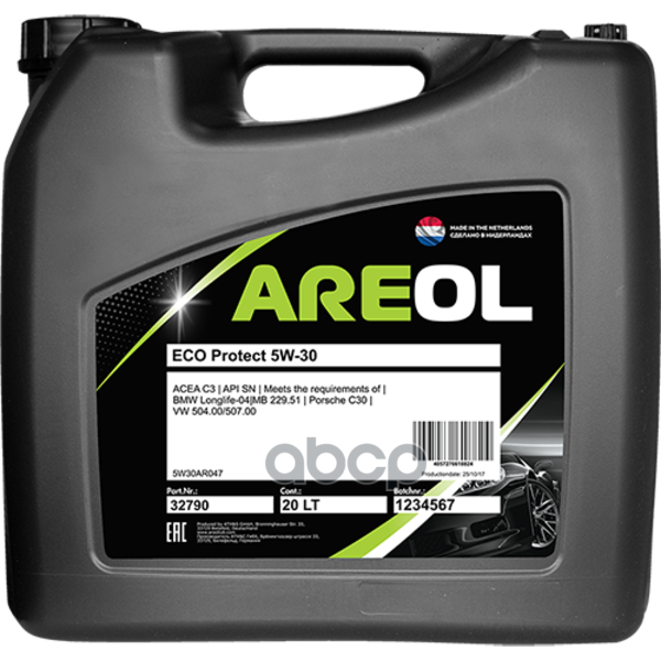 AREOL Areol Eco Protect 5W30 (20L)_Масло Моторное! Синт Acea C3, Api Sp, Vw 504.00/507.00, Mb 229.51