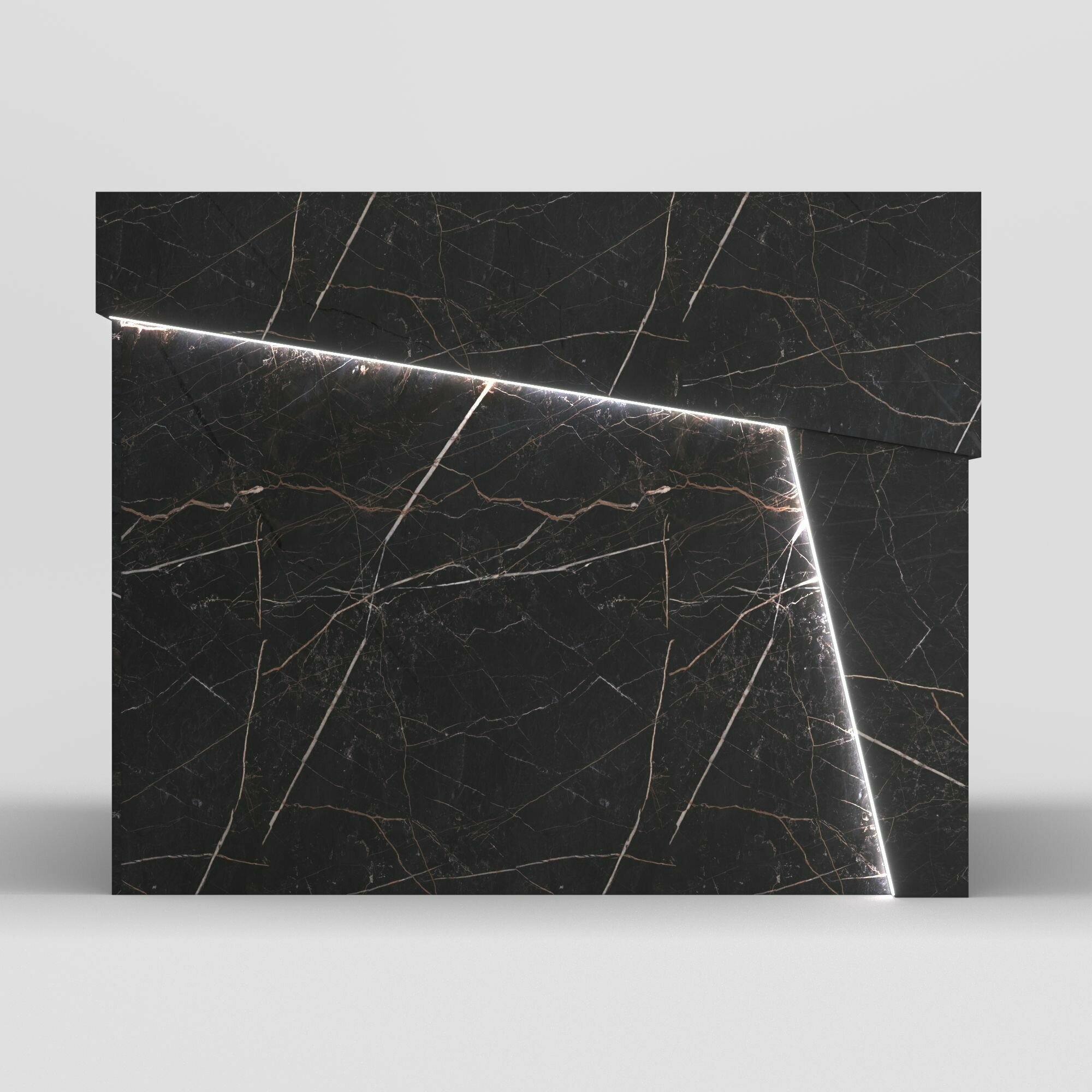 Ресепшн Чёрный мрамор со скосом 1200х1200х600 / Подсветка RGB - фотография № 1