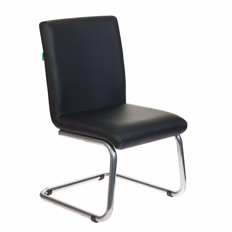 Кресло для приемных и переговорных CH-250-V, хром, экокожа, черное, 1098331 - фотография № 1