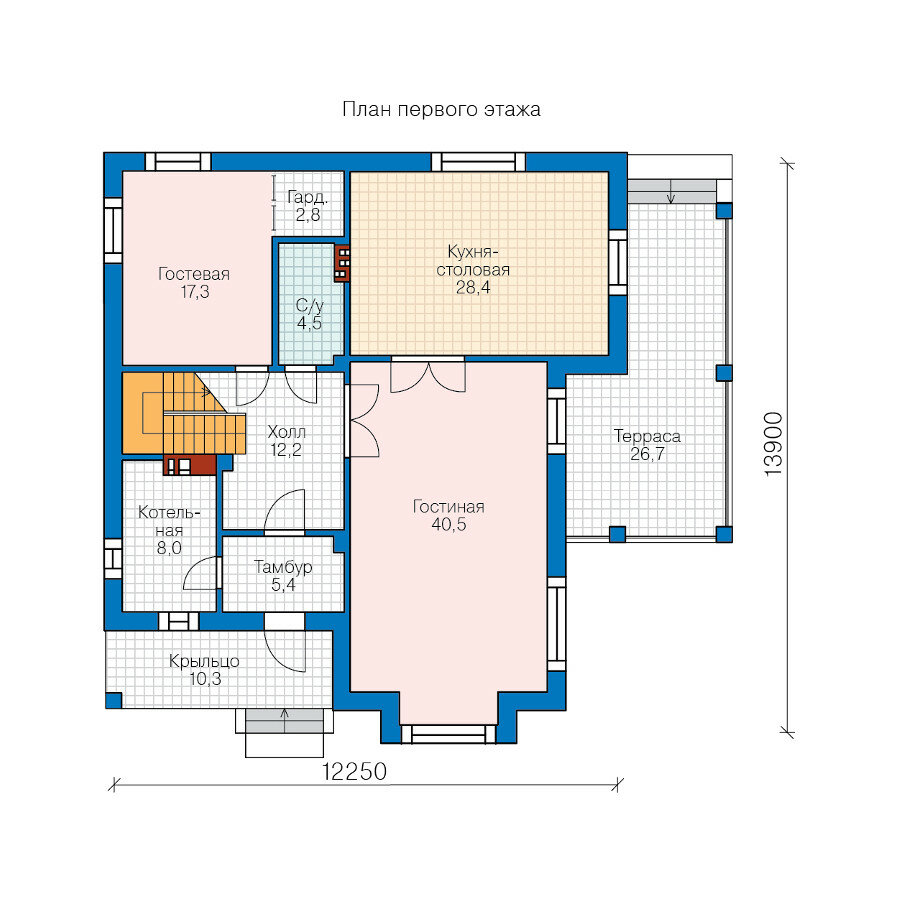 57-39D-Catalog-Plans - Проект двухэтажного дома из газобетона с террасой - фотография № 2