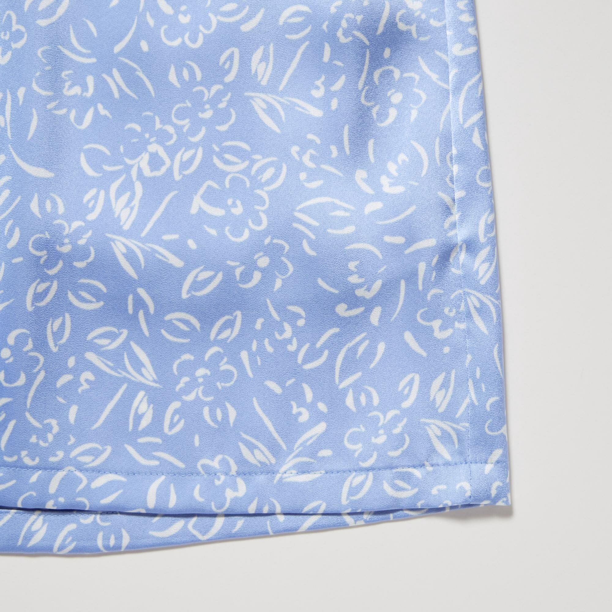 Узорчатая атласная пижама с короткими рукавами, синий, M - фотография № 7