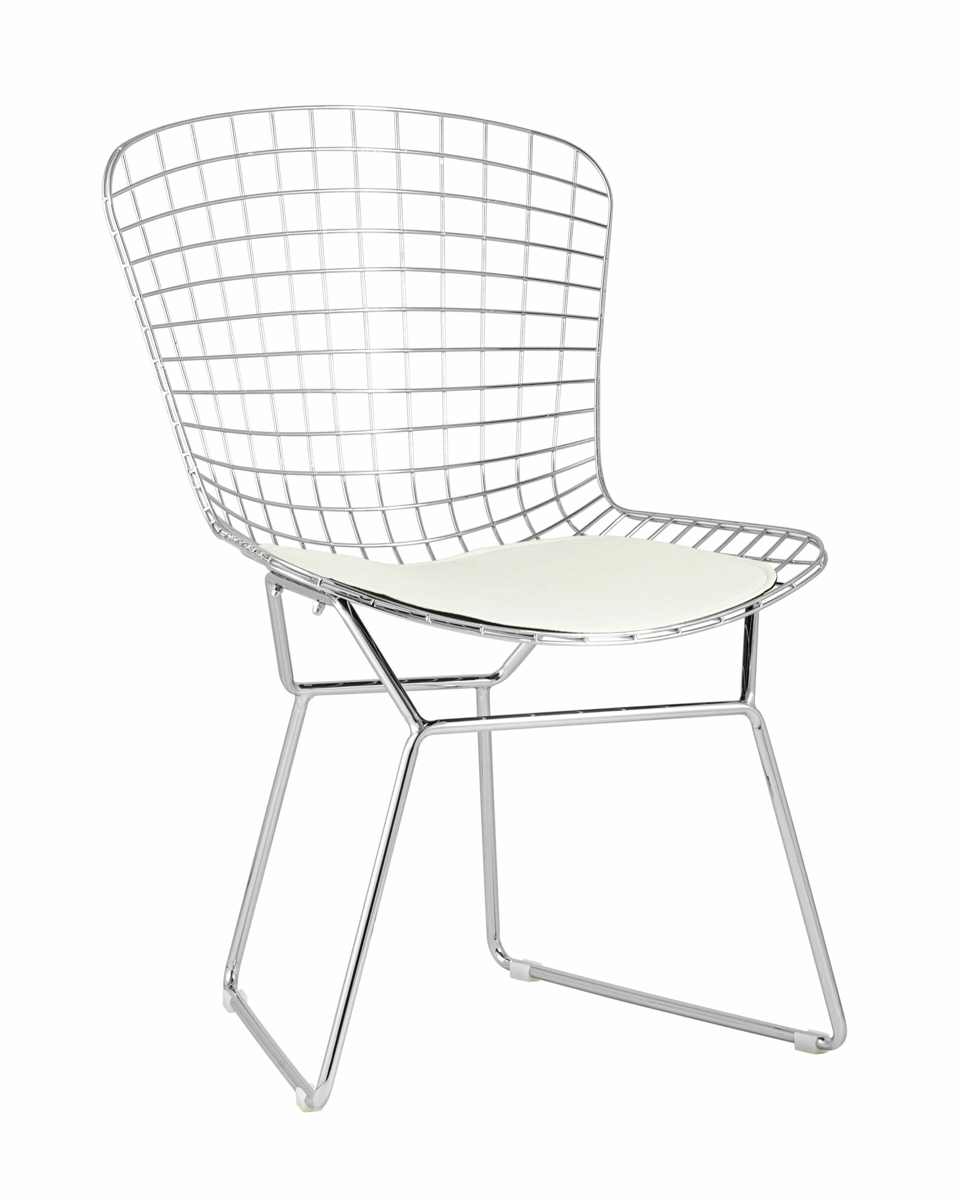 Стул обеденный STOOL GROUP Bertoia Хромированный/Белая подушка