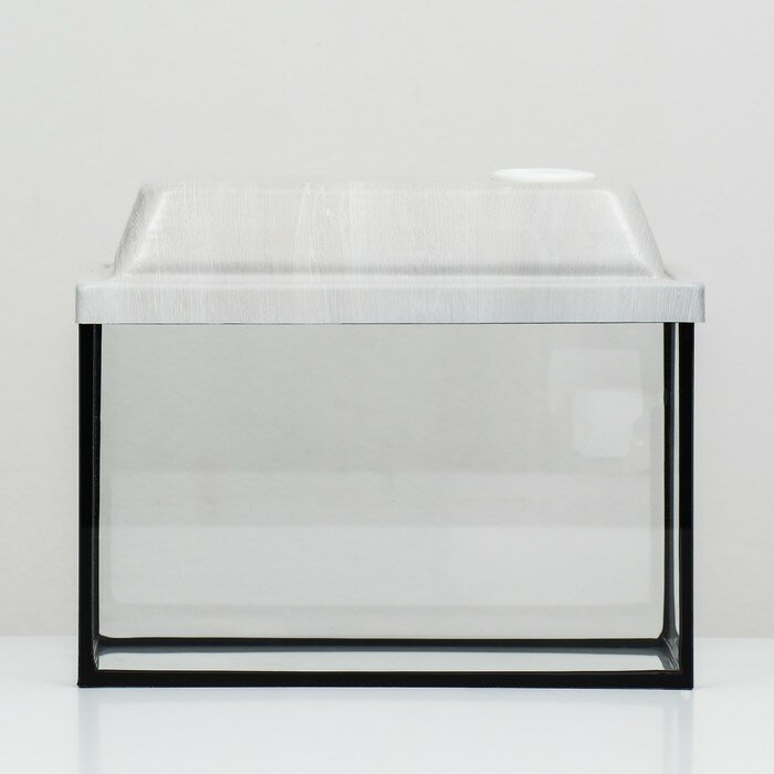 Пижон Аквариум прямоугольный с крышкой, 10 литров, 32 x 15 x 21/26 см, беленый ДУБ - фотография № 2