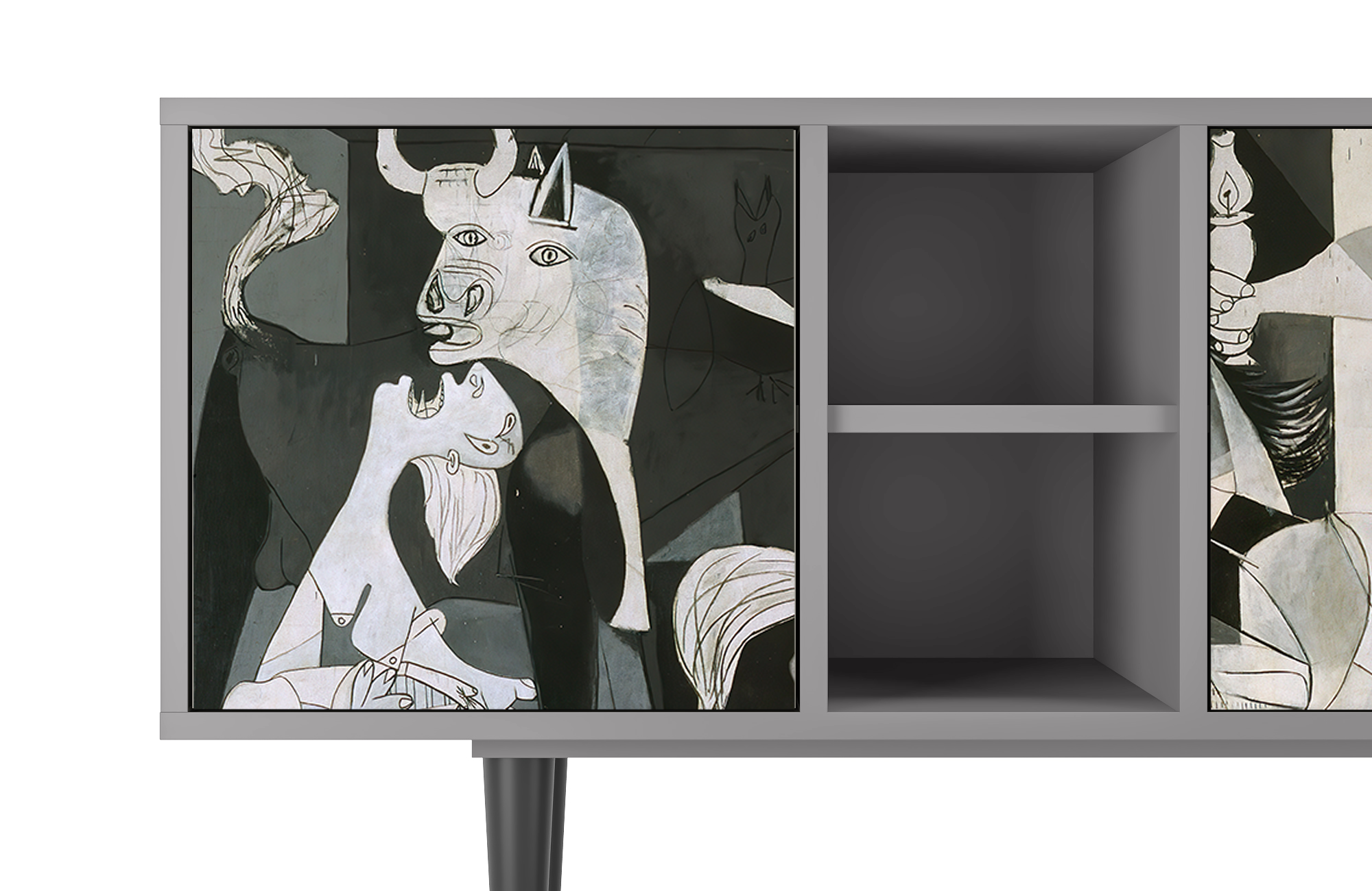 ТВ-Тумба - STORYZ - T5 Guernica by Pablo Picasso, 150 x 69 x 41 см, Серый - фотография № 5