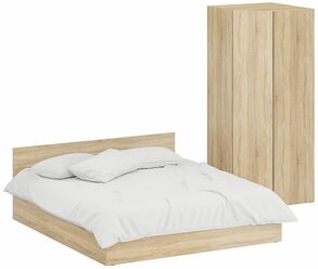 Кровать двуспальная 1800 с угловым шкафом Стандарт, цвет дуб сонома, спальное место 1800х2000 мм., без матраса, основание есть