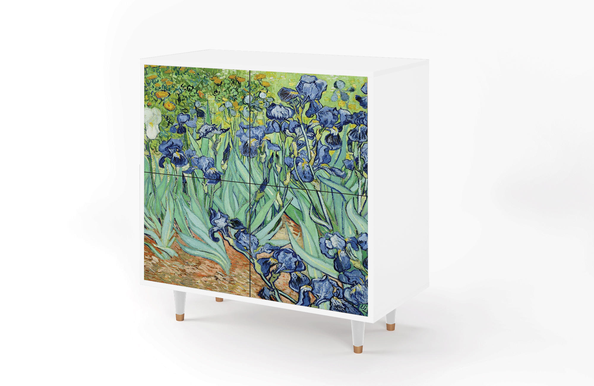 Комод - STORYZ - BS3 Irises by Vincent van Gogh, 94 x 96 x 48 см, Белый - фотография № 3