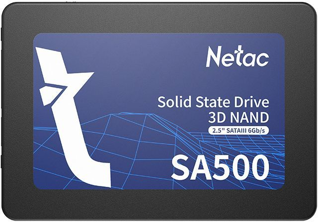 Внутренний SSD-накопитель Netac SA500 1TB 2,5” SATA-III, 3D NAND, 400 TBW, Черный NT01SA500-1T0-S3X