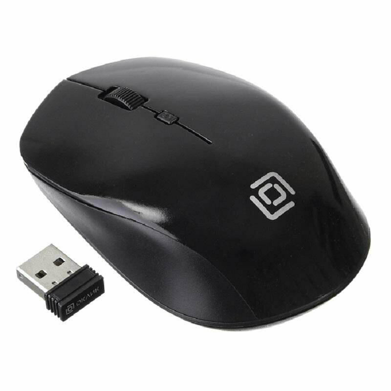 Мышь компьютерная Oklick 565MW glossy черный опт (1600dpi) беспр USB (3but), 1450209