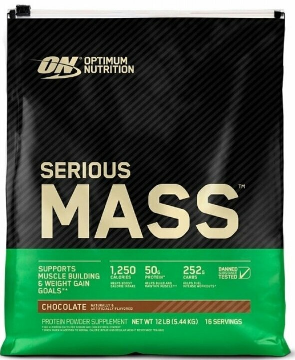 шоколад-арахисовая нуга Optimum nutrition Гейнер Serious Mass 5440 г - 12lb (ON)