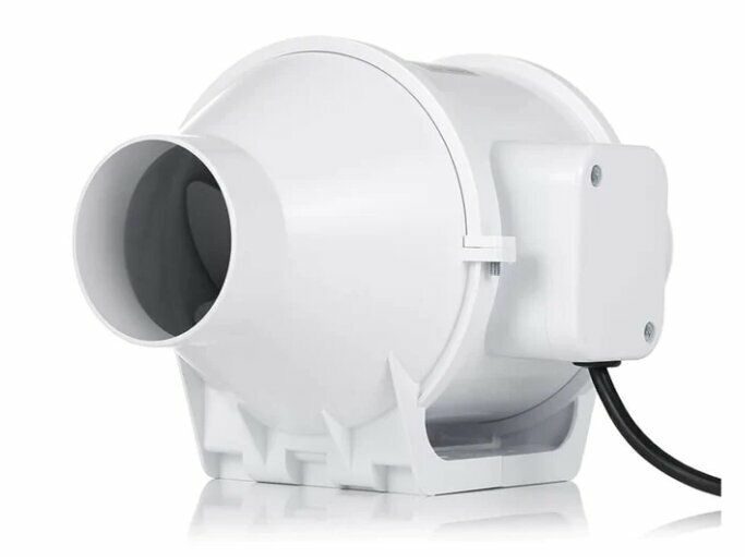 Канальный вентилятор Hon&Guan HF-75S влагоустойчивый корпус из ABS пластика - фотография № 1