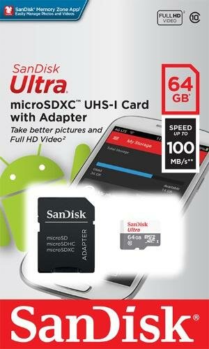 Карта памяти microSDXC 64Gb SanDisk SDSQUNR-064G-GN3MA