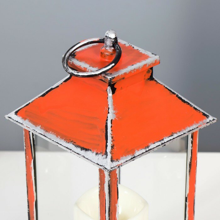 Настольные фигуры RISALUX Ночник "Фонарь со свечой" LED от батареек 3хААА красный 14х14х29,5 см - фотография № 5