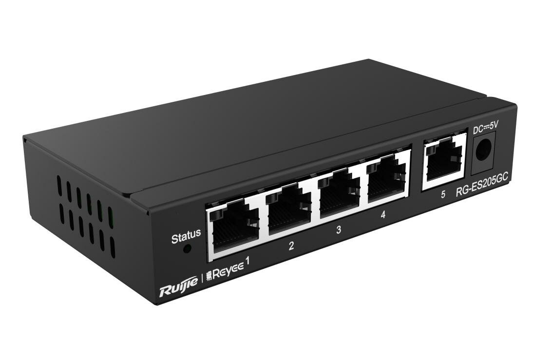 Reyee 5-Port Gigabit Smart Switch, 5 Gigabit RJ45 Ports, Desktop Steel Case