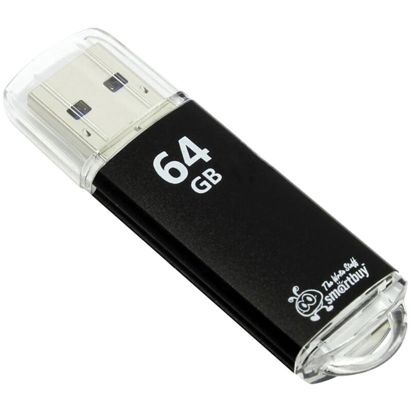 Память Smart Buy "V-Cut" 64GB, USB 2.0 Flash Drive, черный (металл. корпус ) - 2 шт.