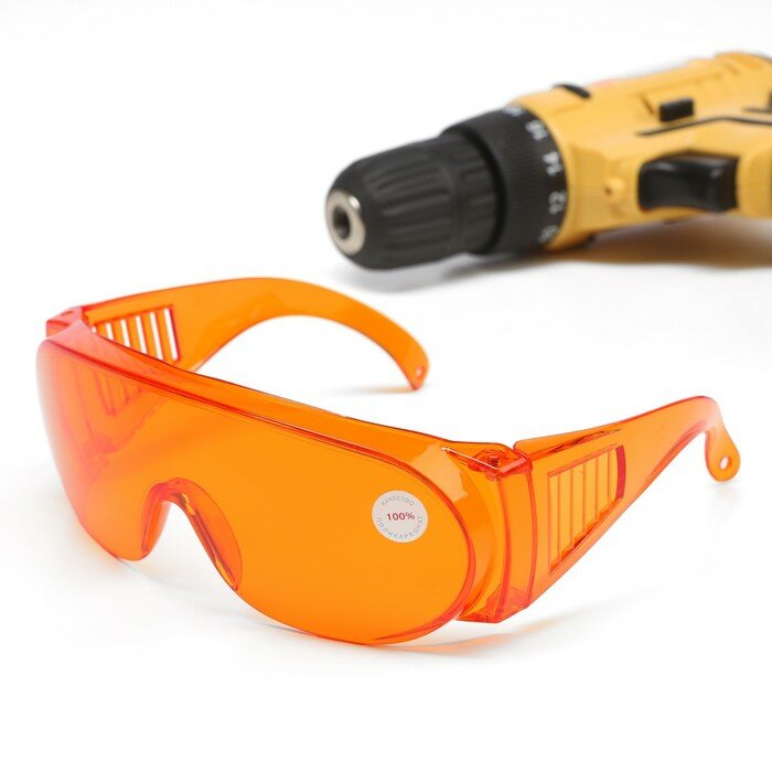 Очки защитные тундра, оранжевые, открытого типа, ударопрочный материал - фотография № 4