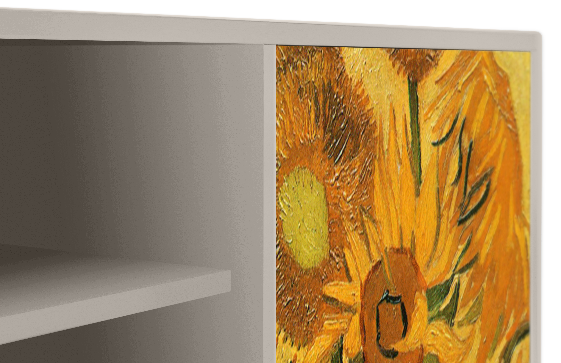 ТВ-Тумба - STORYZ - T2 Sunflowers by Vincent Van Gogh, 170 x 69 x 48 см, Сатин - фотография № 5