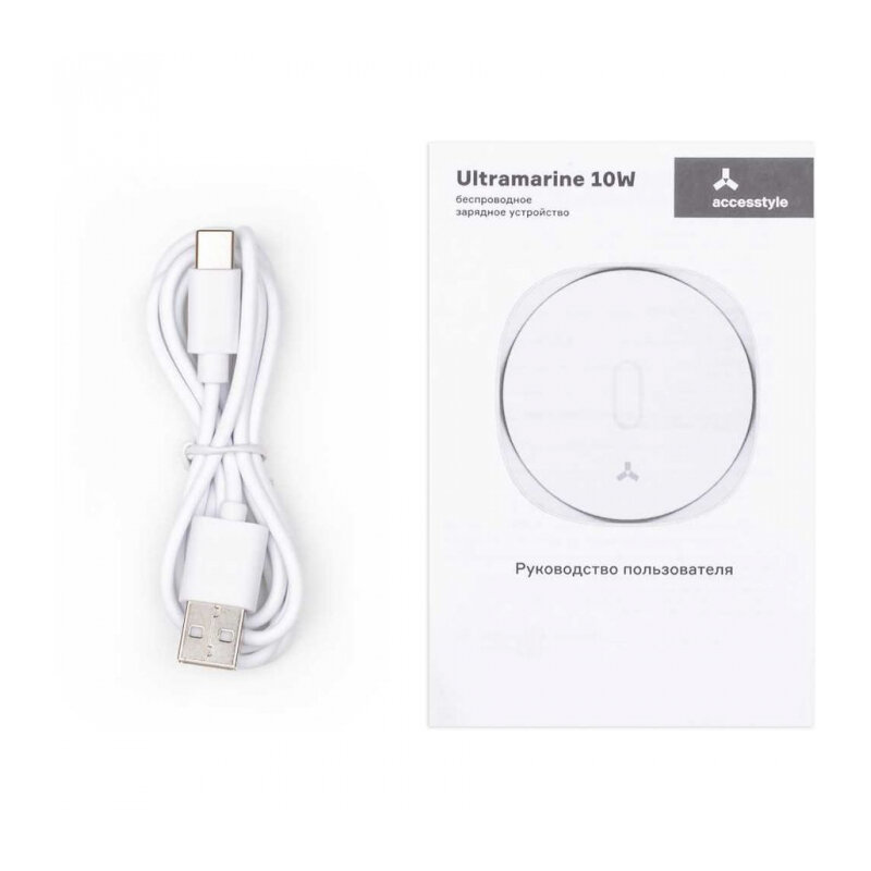 Беспроводное зарядное устройство Accesstyle Ultramarine 10W, USB, белый Noname - фото №4