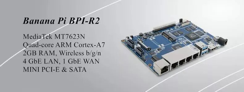 Banana Pi BPI R2 Pro LPDDR4 SDRAM + 16GB EMMC Flash Smart Router + блок питания 12В 2А