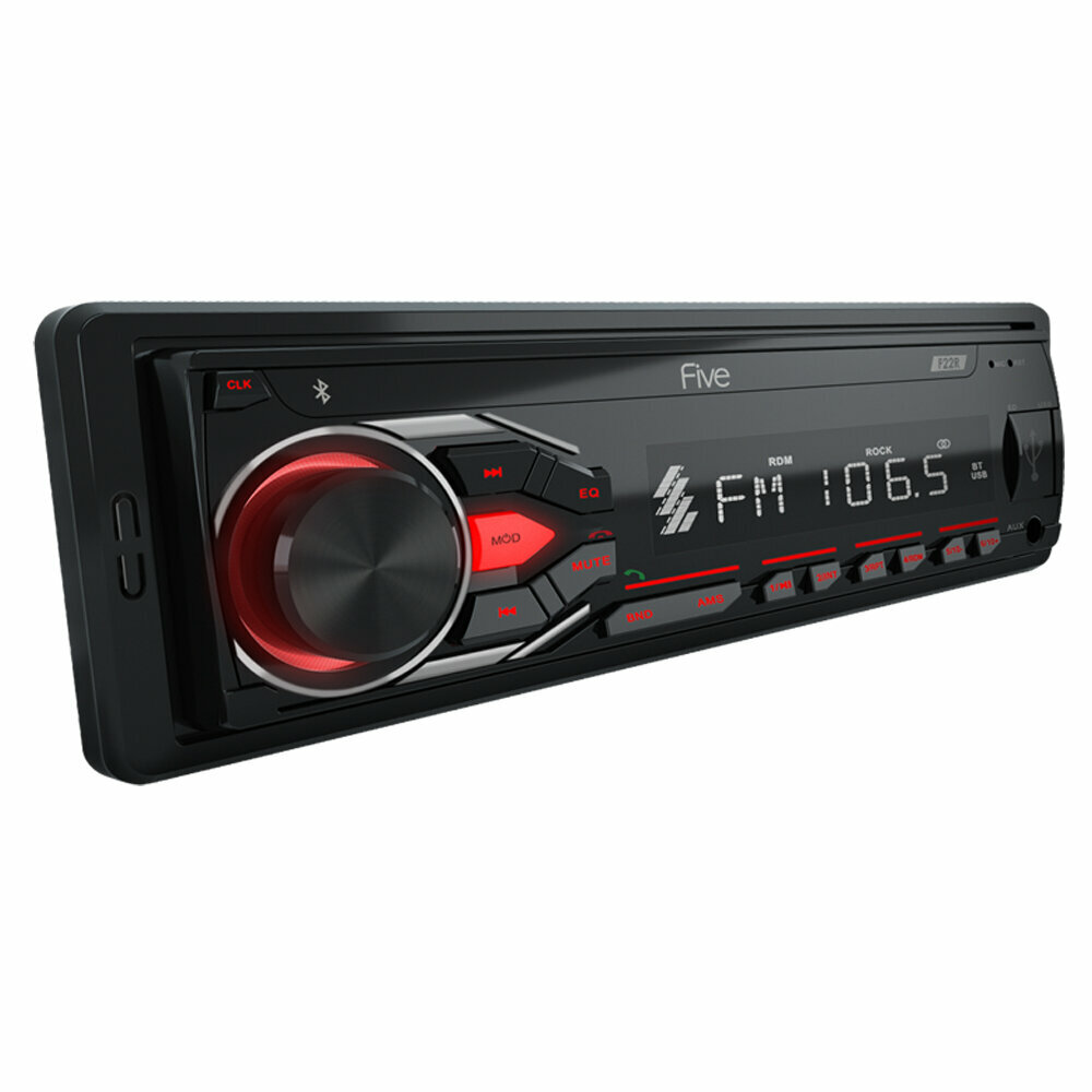 Автомагнитола FIVE F22R (1din/красная/Bluetooth/USB/AUX/SD/FM/4*50)